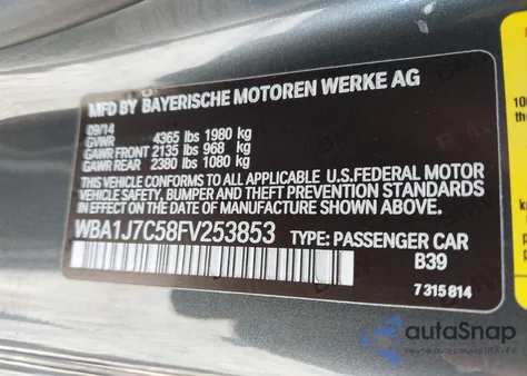 2015 BMW M235 z USA, uszkodzony, nr VIN WBA1J7C58FV253853